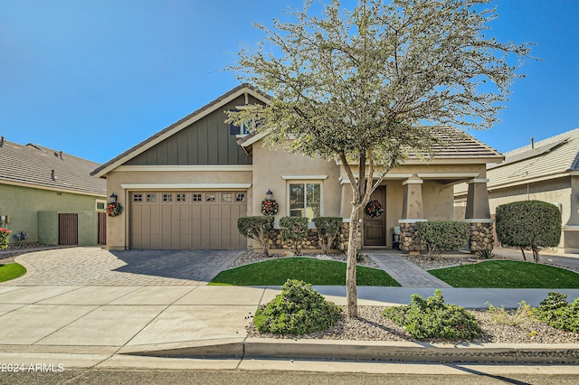 view of front of home with a garage