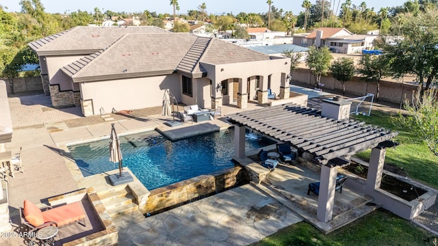 view of pool with a fenced in pool, a fenced backyard, and a patio