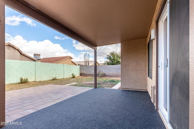 view of patio with a fenced backyard