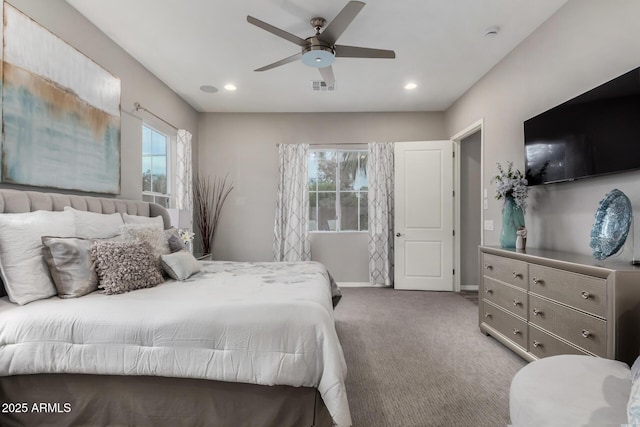 4519 N 29th Way, Phoenix, AZ 85016 - carpeted bedroom with recessed lighting, baseboards, and a ceiling fan