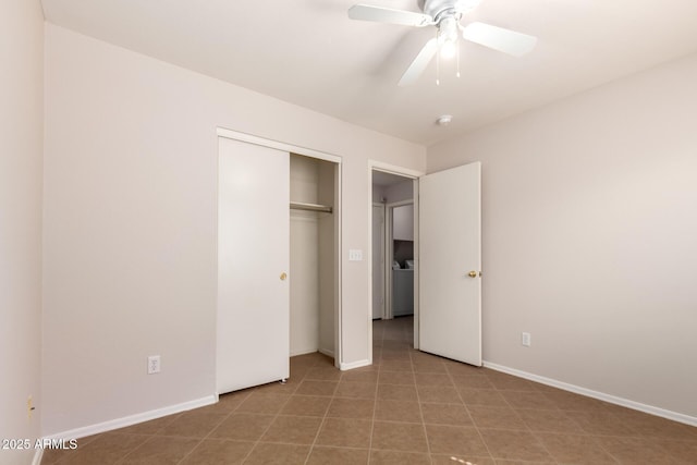 9332 W Mary Ann Dr, Peoria, AZ 85382 - unfurnished bedroom featuring a closet, baseboards, and ceiling fan