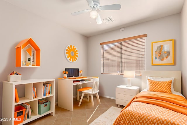 9332 W Mary Ann Dr, Peoria, AZ 85382 - tiled bedroom featuring baseboards and a ceiling fan