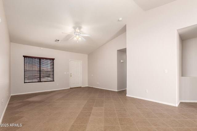 9332 W Mary Ann Dr, Peoria, AZ 85382 - spare room with a ceiling fan, vaulted ceiling, and baseboards