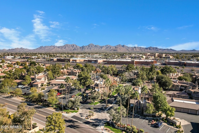 aerial view with a mountain view