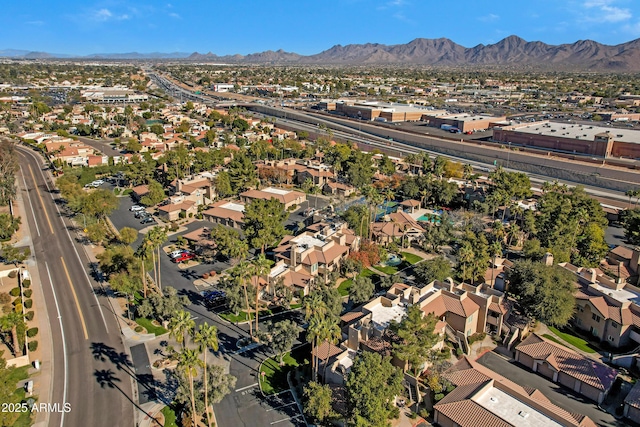 bird's eye view featuring a mountain view