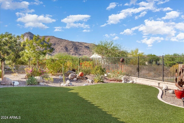 view of yard featuring a mountain view