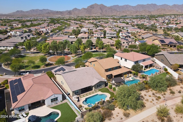 birds eye view of property featuring a residential view and a mountain view