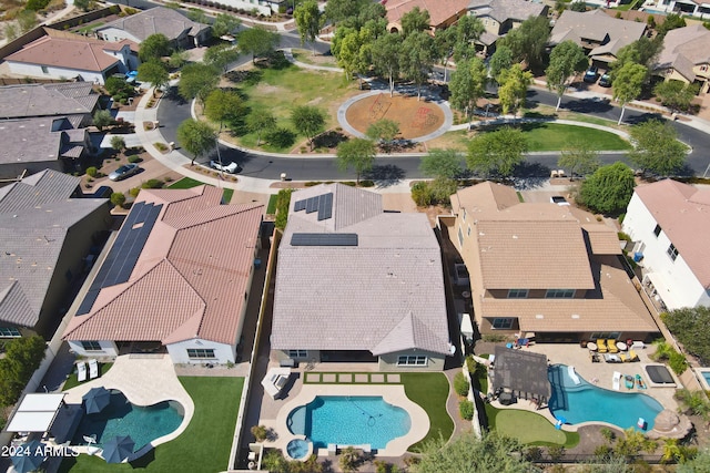 drone / aerial view with a residential view