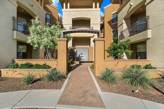 doorway to property with a balcony