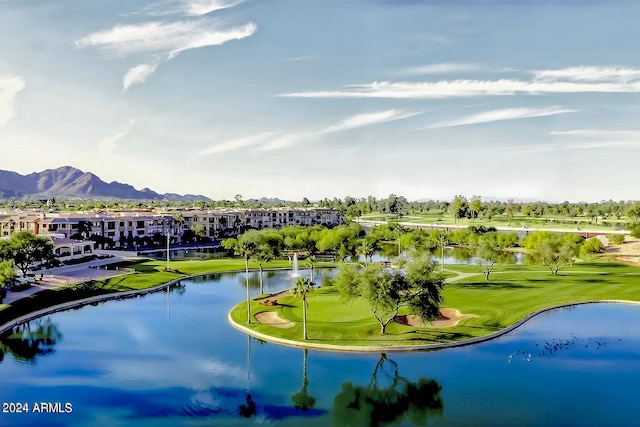 view of property's community with a water and mountain view