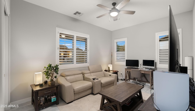 8149 E Jaeger St, Mesa, AZ 85207 - office featuring ceiling fan, baseboards, and light wood finished floors