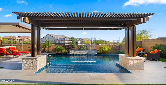 8149 E Jaeger St, Mesa, AZ 85207 - view of swimming pool featuring a fenced backyard, a patio, and a pergola