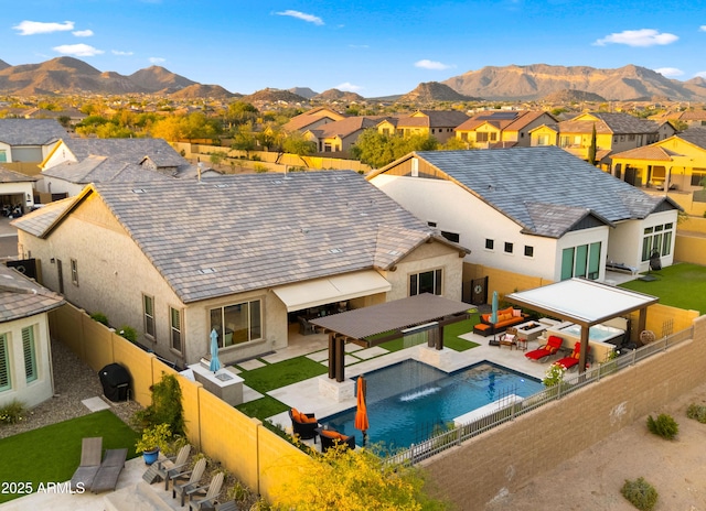 8149 E Jaeger St, Mesa, AZ 85207 - rear view of property featuring a gazebo, a residential view, and a mountain view
