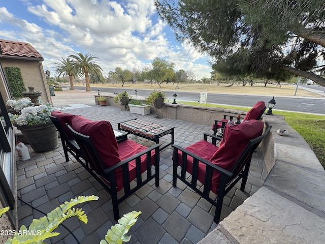 view of patio featuring an outdoor living space