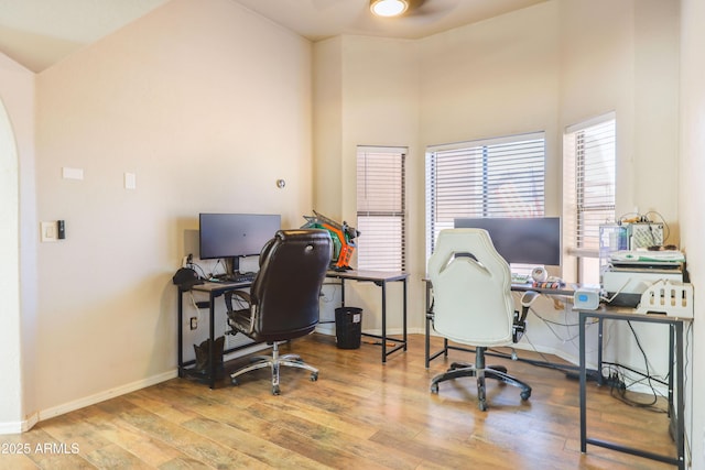 office featuring light wood-type flooring