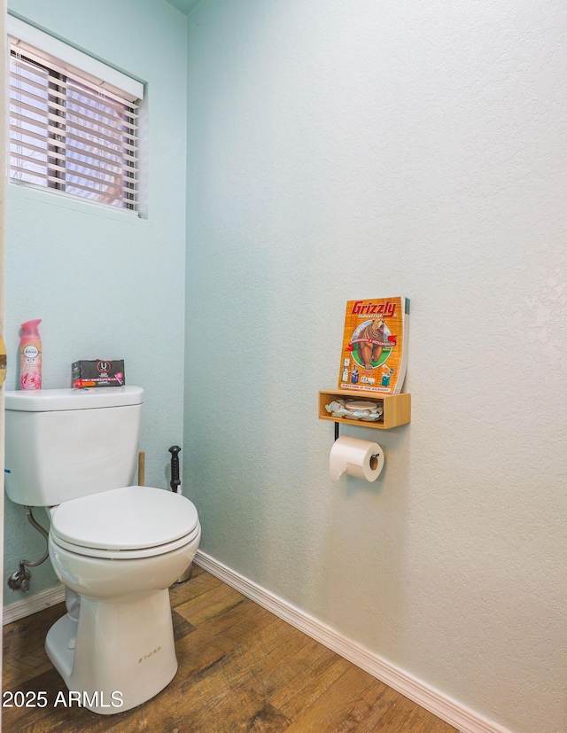 bathroom featuring wood-type flooring and toilet