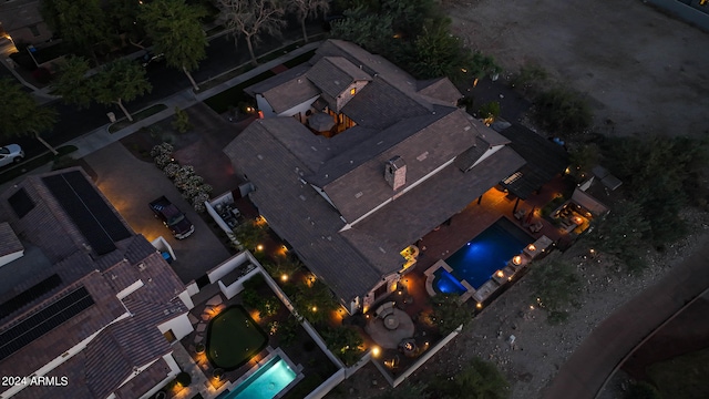 view of aerial view at night