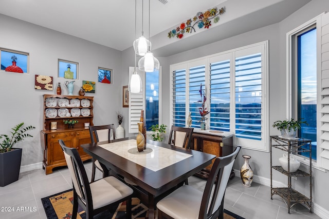 view of tiled dining area