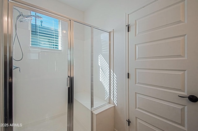 bathroom with a stall shower