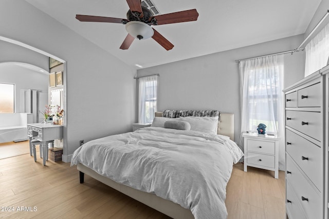 15912 W Central St, Surprise, AZ 85374 - bedroom featuring lofted ceiling, light wood finished floors, and a ceiling fan
