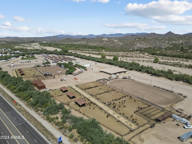 drone / aerial view featuring a mountain view