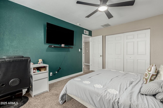 3061 W Betty Elyse Ln, Phoenix, AZ 85053 - carpeted bedroom featuring a closet and a ceiling fan