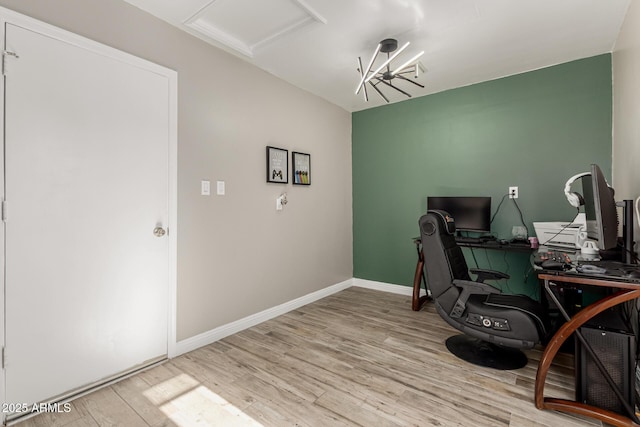 3061 W Betty Elyse Ln, Phoenix, AZ 85053 - office area featuring attic access and wood finished floors