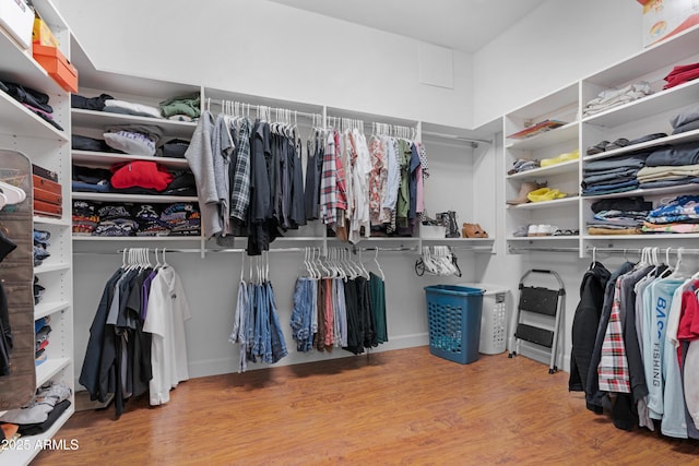 spacious closet with wood finished floors