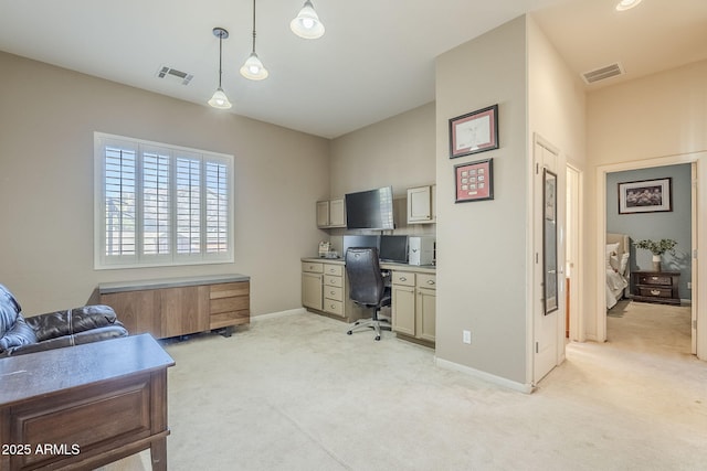 view of carpeted office space