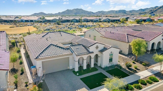 aerial view with a mountain view