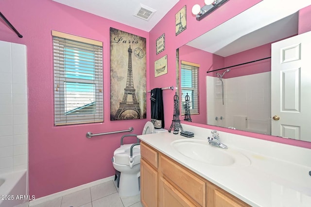 10806 W Adam Ave, Peoria, AZ 85373 - bathroom with plenty of natural light, tile patterned flooring, vanity, and washtub / shower combination