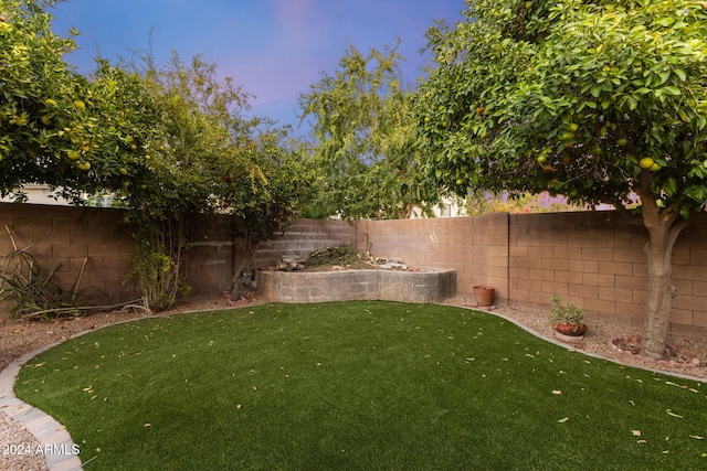 view of yard at dusk