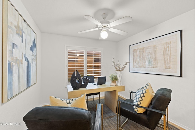 office area featuring ceiling fan