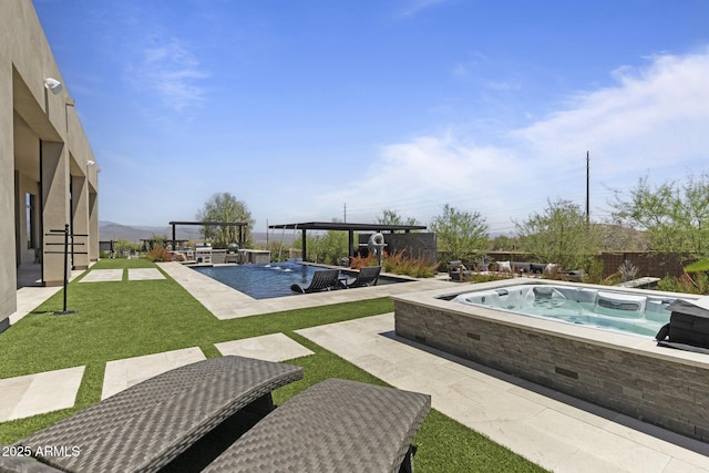 17245 E Desert Vista Trl, Rio Verde, AZ 85263 - view of pool featuring an outdoor hot tub and a patio area