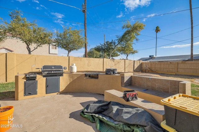 view of patio with an outdoor kitchen