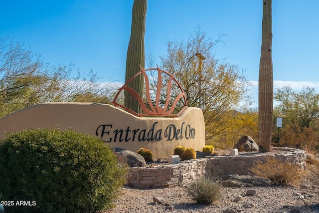 view of community sign