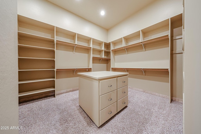 spacious closet with light carpet