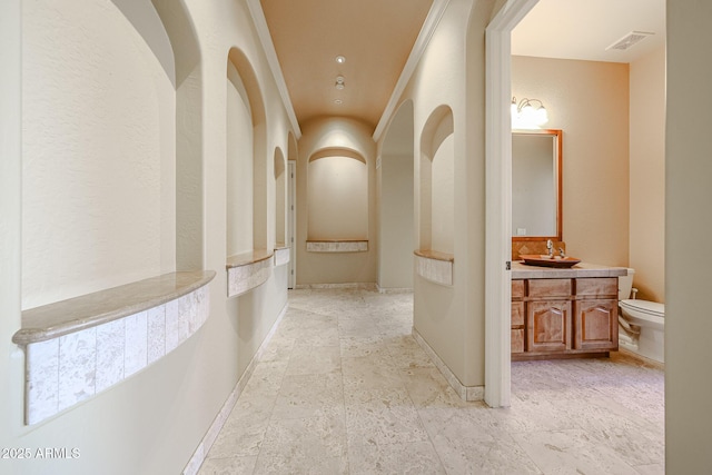 hallway with sink