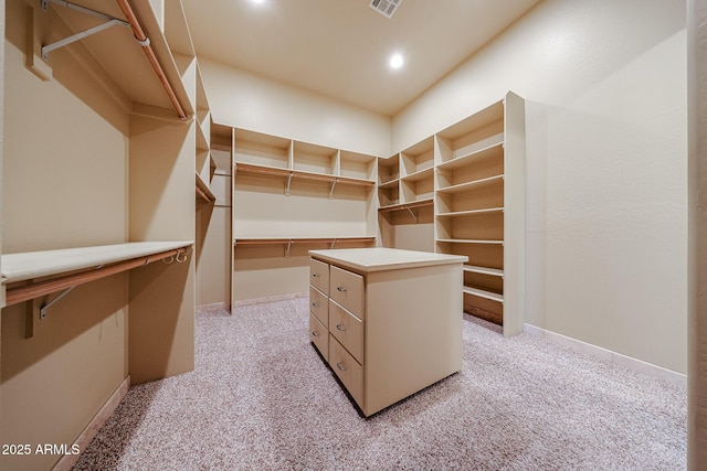 spacious closet with light colored carpet