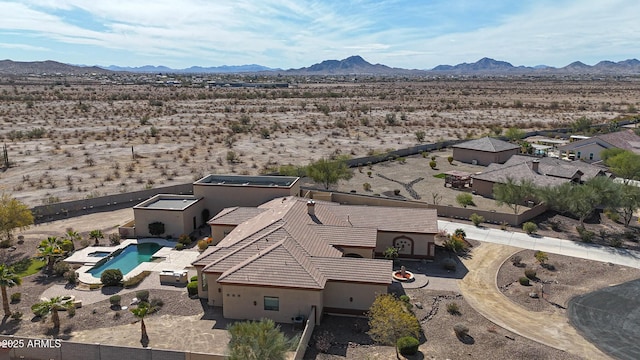 aerial view with a mountain view