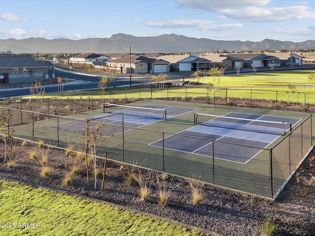 17621 W Pierson St, Goodyear, AZ 85395 - view of tennis court featuring a residential view and a mountain view
