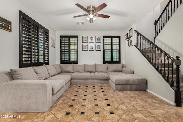 9350 W Williams St, Tolleson, AZ 85353 - living room with ceiling fan and stairway