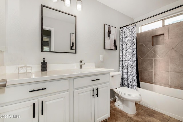 9350 W Williams St, Tolleson, AZ 85353 - full bath featuring vanity, shower / bathtub combination with curtain, and tile patterned flooring