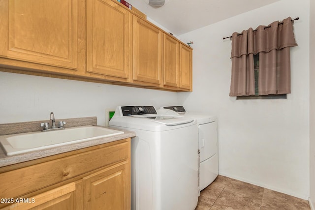 9350 W Williams St, Tolleson, AZ 85353 - washroom featuring separate washer and dryer, cabinet space, and light tile patterned floors