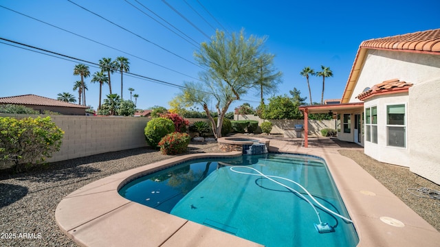 14248 N 56th Pl, Scottsdale, AZ 85254 - view of pool featuring a fenced backyard, a patio, and a pool with connected hot tub