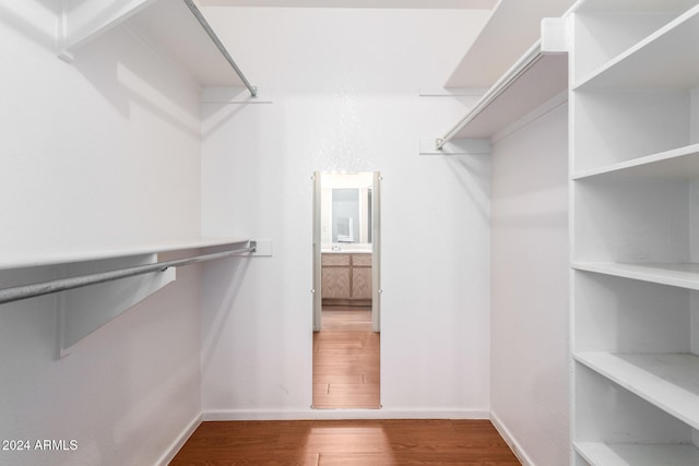 walk in closet featuring hardwood / wood-style flooring