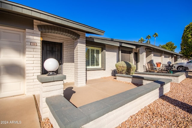 exterior space with a garage