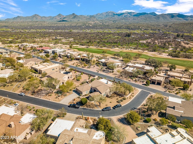 bird's eye view featuring a residential view and a mountain view