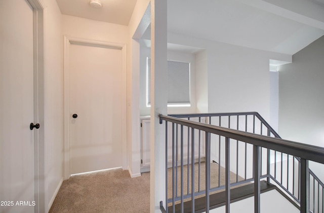 corridor with light colored carpet