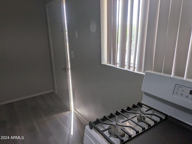 room details featuring hardwood / wood-style floors and stove